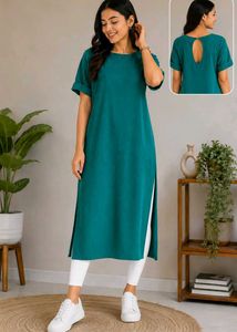 Chic Teal Corduroy fabric Kurta