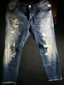 Distressed Blue Jeans