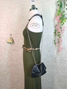 Olive Green Maxi Dress with Buckle Straps