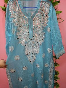 Chikankari Mirror Work Georgette Kurti