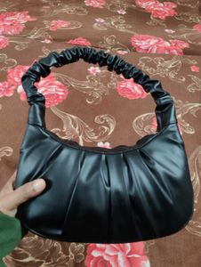 Black Ruched Handle Shoulder Bag