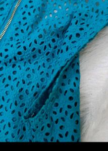 Chic Blue Eyelet Sleeveless Top