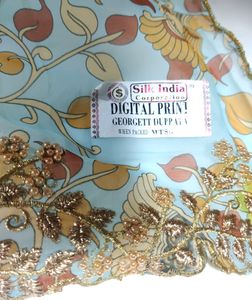 Light Blue Printed With Embroidered Dupatta(Women)