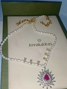 Elegant Pearl Necklace with Ruby Pendant