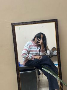 Vintage Floral Striped Knit Sweater