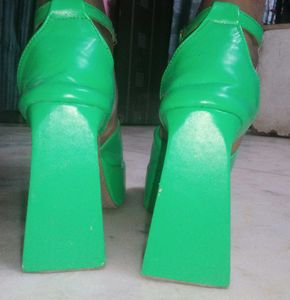 Bright Green Platform Heels