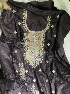 coffee colour unstitched suit set