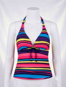 Striped Halter Neck Bikini Top