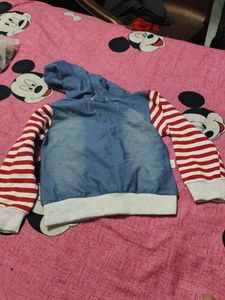 Kids Denim Hoodie with Star Patch