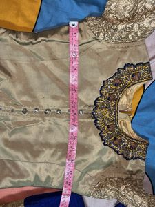 Elegant Gold &amp; Blue Lehenga Choli Set