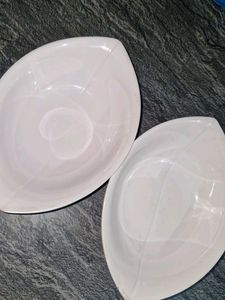 Two Decorative White Serving Dishes (2bowl)
