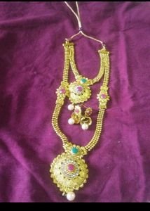 Exquisite Gold-Tone Necklace and Earring Set