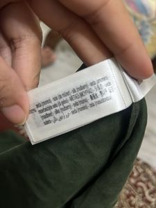 100% Silk Zara olive Button-Down Shirt