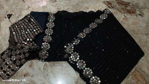 party wear mirror work saree
