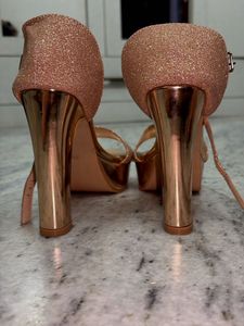 Rose Gold Glitter Platform Heels