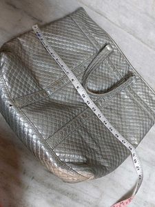 Big Size Silver Quilted Tote Bag