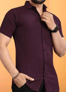 Men's Stylish Burgundy Pleated Shirt