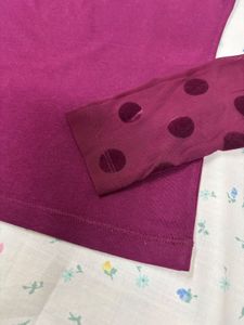 Maroon Polka Dot Long Sleeve Top