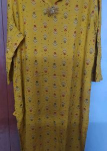 Yellow Kurta with Ethnic Print