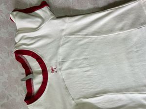 White &amp; Red Trimmed T-Shirt