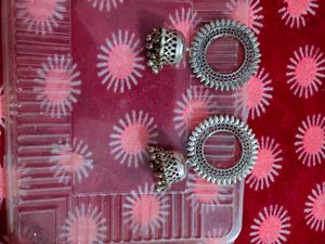 Oxidized Silver Jhumka Earrings