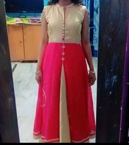 Elegant Pink & Beige Ethnic Gown