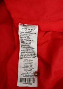 Vibrant Red Button-Up Blouse