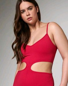 Red Cut-out Flared Jumpsuit