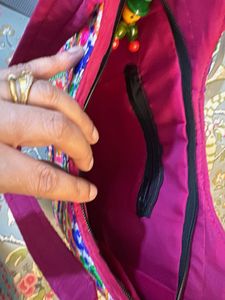 Embroidered Hobo Bag with Tassels
