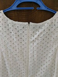 White Eyelet Cotton Sleeveless Dress