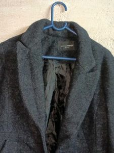 Dark Blue Wool Blend Coat