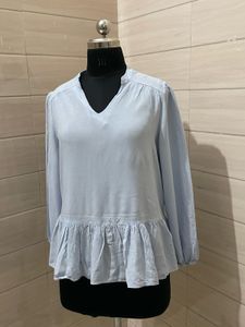 Light Blue Peplum Top
