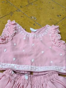 Pink Frill Sleeve Dress Set