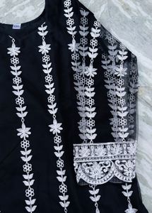 Elegant Black Embroidered Kurta Set