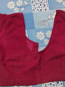 Maroon Blouse with Golden Border