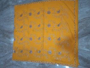 Yellow Hand Embroidered Saree with blouse