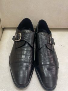 Men's Black Leather Monk Strap Shoes
