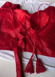 Vibrant Red Sequined Blouse