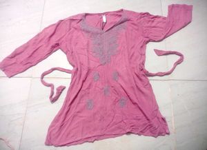 Pink Embroidered Kurta