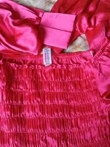 Off-Shoulder Pink Satin Top