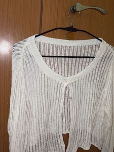 Sheer Cropped Knit korean Cardigan