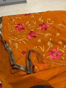 Elegant Floral Embroidered Saree