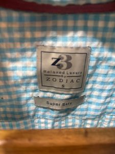 Blue Gingham Seersucker Button-Up Shirt