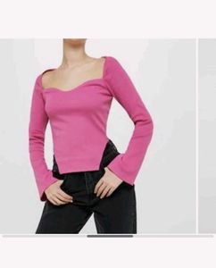 Missguided ribbed top with sweetheart neckline