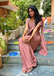 Elegant Rose Gold Saree