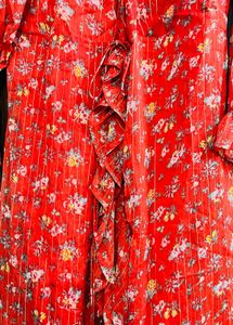 Red Floral Ruffle wrap shrug
