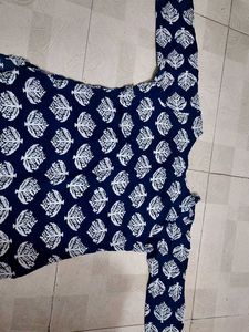 Navy Blue Printed Kurta