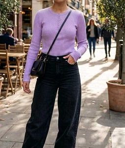 Ribbed Mock Neck Button Up Top