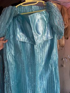 Stunning Blue Sequin Lehenga Choli wi