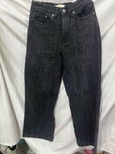 Black Striped Denim Jeans